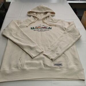 Life is Good Hoodie Mens XL Sweatshirt Cream On The Road Again